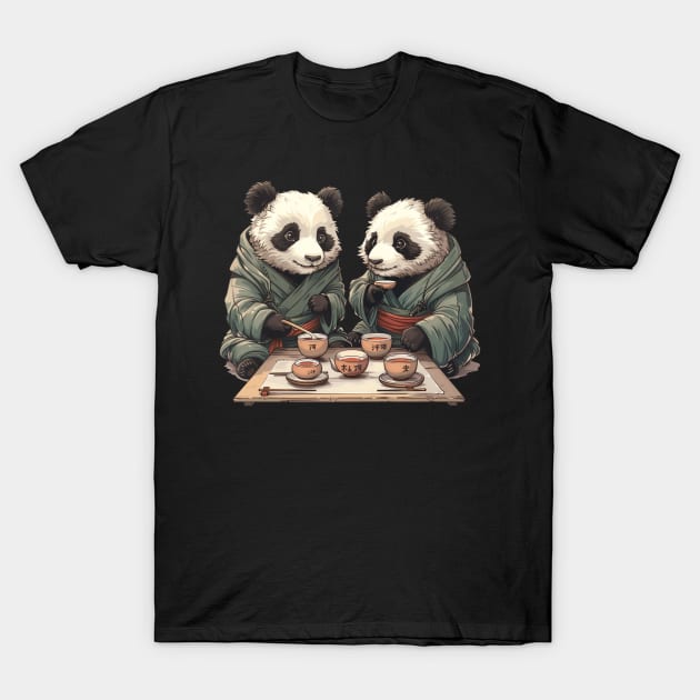 Panda Japanese Tea Ceremony - Panda Bear Japanese T-Shirt by Anassein.os